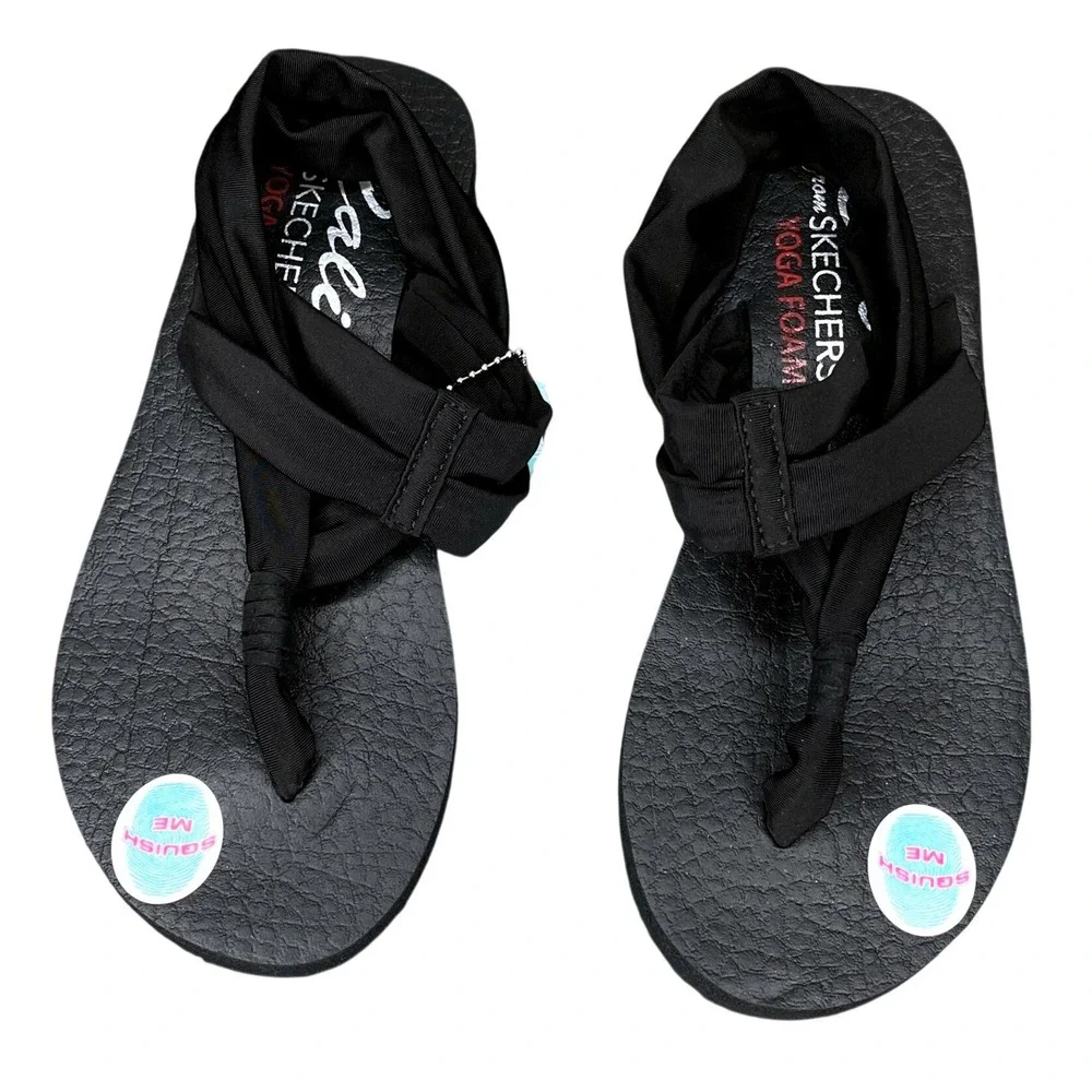 Skechers Cali Meditation Studio Kicks Sandals Womens Size 6 Black Yoga Foam NWT